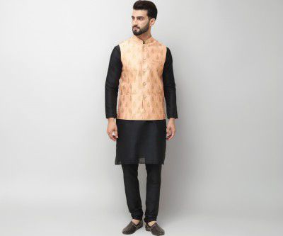 SOJANYA (Since 1958 Men's Silk Blend Kurta Pyjama With Nehrujacket Set