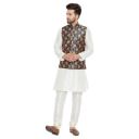 Sojanya (Since 1958, Men's Silk Blue Kurta Pyjama & Printed Nehru Jacket set...