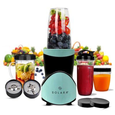 SOLARA BlendEasy Blender Mixer Grinder, 400 Watts, 2 Stainless steel Blades (Wet & Dry Blades), 4 Jars | Aqua