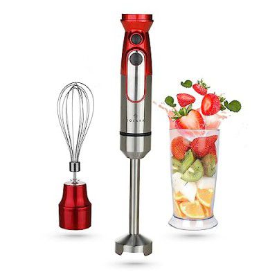 SOLARA Electric Hand Blender for Kitchen | Titanium Coated Stainless Steel Blades Mixer Grinder