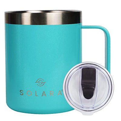 SOLARA Insulated Coffee Mug with Lid | Travel Mug with Lid | 350ml | Aqua Pearl