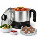 SOLARA Multipurpose Electric Kettle 1.5 liter, Stainless Steel Body with Glass Lid, kettle | Black...