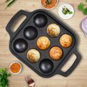 SOLARA Pre Seasoned Cast Iron Paniyaram Pan 9 Cavities 8 Inch, 20 cm Appam Patra, Paniyarakkal Pan...
