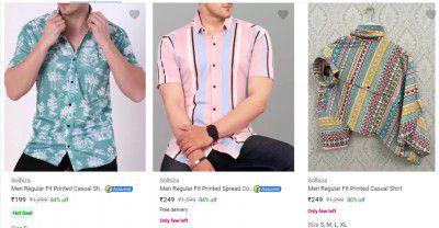 Solbiza Casual Printed Shirts @ ₹199