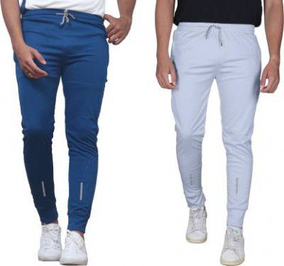 Solid Men Blue, Grey Track Pants