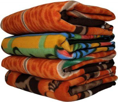 Solid Single Fleece Blanket for Mild Winter (Polyester, 4 Printed) Polar SB Printed PC-4