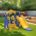 Amazon Brand - Solimo 3-in-1 Garden Castle Slide & Swing | for Kids 2-8 Years Old...