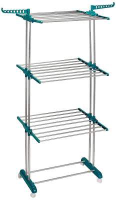Amazon Brand - Solimo 3 Level Cloth Drying Stand with Wheels