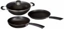 Solimo 3 Pcs Non Stick Cookware Set - Aluminium, Black...