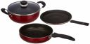 Amazon Brand - Solimo 3-Piece Aluminium Cookware Set - Fry Pan, Kadhai & Tawa...