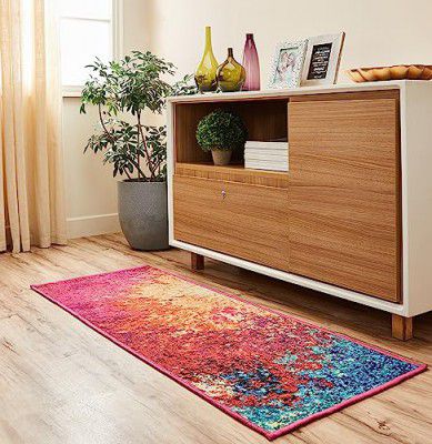 Amazon Brand - Solimo 3D Printed Abstract Bedside Runner Carpet with Anti Skid Backing for Bedroom (55x140 cm)