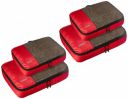 Amazon Brand - Solimo 4 Piece Packing Travel Organizer Cubes Set - 2 Medium and 2 Large, Red...