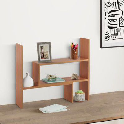 Amazon Brand - Solimo Adjustable Wood Desktop Storage Organizer Display Shelf Rack