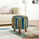 Solimo Adrie Modern Round Pouffe (Acacia Wood)...