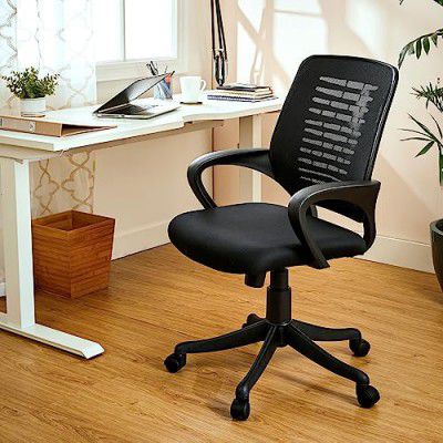 Amazon Brand - Solimo Aim Office Chair with Tilting Mechanism, Height-Adjustable, Nylon Base, Mesh Back (Black)