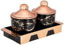 Amazon Brand - Solimo Air-Tight Dry Fruit Container Tray Set With Lid & Serving Tray, Airtight Plastic Storage Container Set 500 ml | Set of 2, Black...