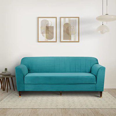Amazon Brand - Solimo Arwold 3 Seater Sofa (Velvet Fabric, Sky Blue)
