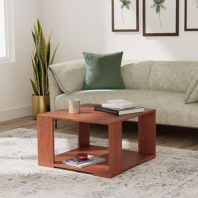 Amazon Brand - Solimo Aster Engineered Wood Coffee Table (1 Shelf, Walnut Finish)