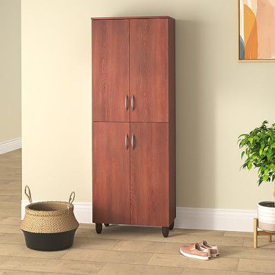 Amazon Brand - Solimo Aster Engineered Wood Shoe Cabinet (4 Doors & 8 Shelves, Walnut Finish)