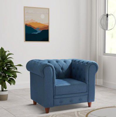 Amazon Brand - Solimo Atlas 1 Seater Sofa (Fabric, Blue)
