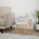 Amazon Brand - Solimo Batie Laminated Marble Nesting Table Set (Golden)...