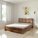Amazon Brand - Solimo Berea Queen Size Solid Sheesham Wood Bed with Storage (Natural Finish, 2 Drawers)...