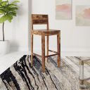 Amazon Brand - Solimo Blaby Single Seater Bar Chair with Footrest (Solid Sheesham Wood, Natural Finish)...