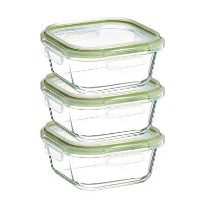 Solimo Borosilicate Glass Container (570ml Each) (Set of 3)