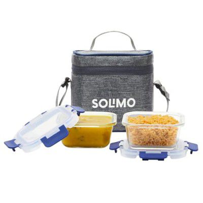 Solimo Borosilicate Glass Lunch Boxes | Set of 2