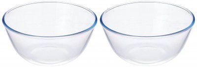 Solimo Borosilicate Glass Mix Bowl, Set of 2 (3,600 ML Each)