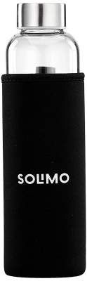 Solimo Borosilicate Glass Water Bottle with Sleeve, 500 ml