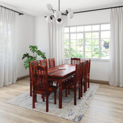 Solimo Cantrip Solid Sheesham Wood 8 Seater Dining Table with 8 Chairs