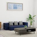 Solimo Casaan 3-Person Sofa Foldable Sofa Cum Bed (Pu Foam with Fabric, Navy Blue, 75X48X10 Inches)...