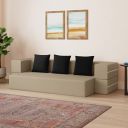 Amazon Brand - Solimo Casaan 3 Seater Foldable Sofa Cum Bed (PU Foam with Fabric, Beige, 75x48x10 inches)...