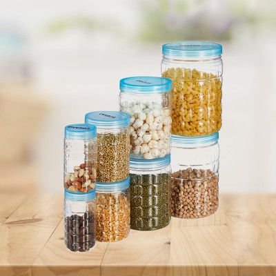 Solimo Checkered Jar Container Set of 24