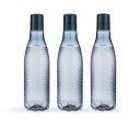 Amazon Brand - Solimo Checkered Plastic Water Bottles, Spill-Proof, 3.2 Cm Neck, Firm Grip (Set of 3, Smoke)...