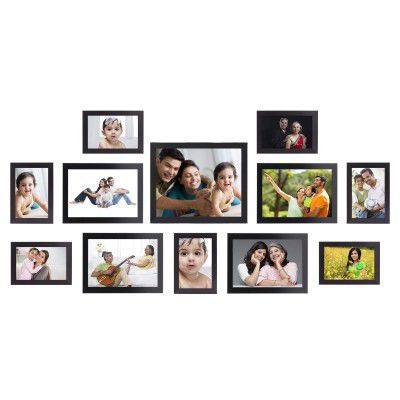 Solimo Collage Photo Frames, Set of 12,Wall Hanging (7 pcs - 4x6 inch, 4 pcs - 6x8 inch, 1 pc - 8x10 inch), Black