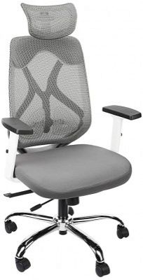 Amazon Brand - Solimo Comber High Back Mesh Office Chair (Grey & White)