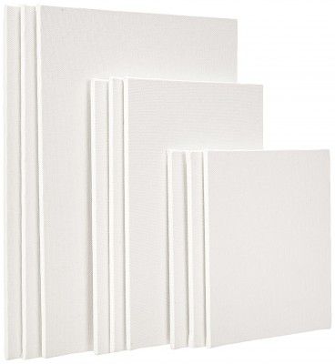 Solimo Cotton Canvas Boards for Painting (8x10, 6x8, 6x6 Combo Pack of 9,White)