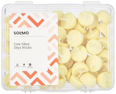 Solimo Cow Ghee Diya Wicks | 30 Pieces | 30-Minute Burning Time | Pack of 3