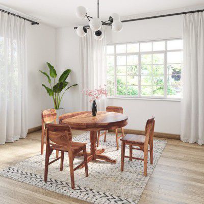 Amazon Brand - Solimo Dargen Four Seater Round Dining Table with 4 Chairs