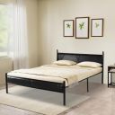 Amazon Brand - Solimo Darius Metal Queen Size Bed with Upholstered Headboard (Metal, Black)...