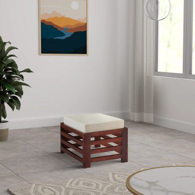 Amazon Brand - Solimo Demus Solid Sheesham Wood 1 Seater Cushioned Stool (Honey Finish)