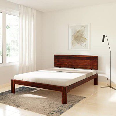 Solimo Dodal Sheesham Wood Triplet Queen Bed Without Storage