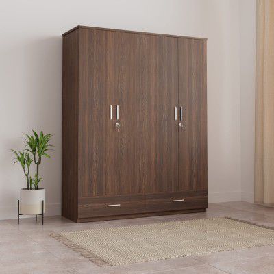 Amazon Brand - Solimo Donkton Engineered Wood Wardrobe, Rolex Dark, 4 Door