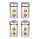 Solimo Drip Window Steel Jacketed Glass Jar | 1200 Ml Set Of 4 - Silver...