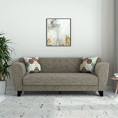 Amazon Brand - Solimo Eton 3 Seater Sofa (Fabric, Sand Brown)