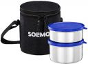 Amazon Brand - Solimo Executive Lunch Box Set | Stainless Steel Containers - Set of 2 (400 ML + 550 ML) - Blue...