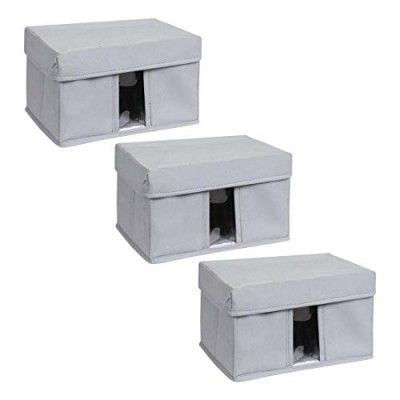 Solimo Fabric Rectangular Storage Box, Large, Set of 3