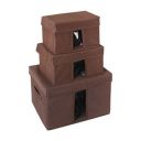 Solimo Fabric Rectangular Storage Box, Set of 3, Brown...
